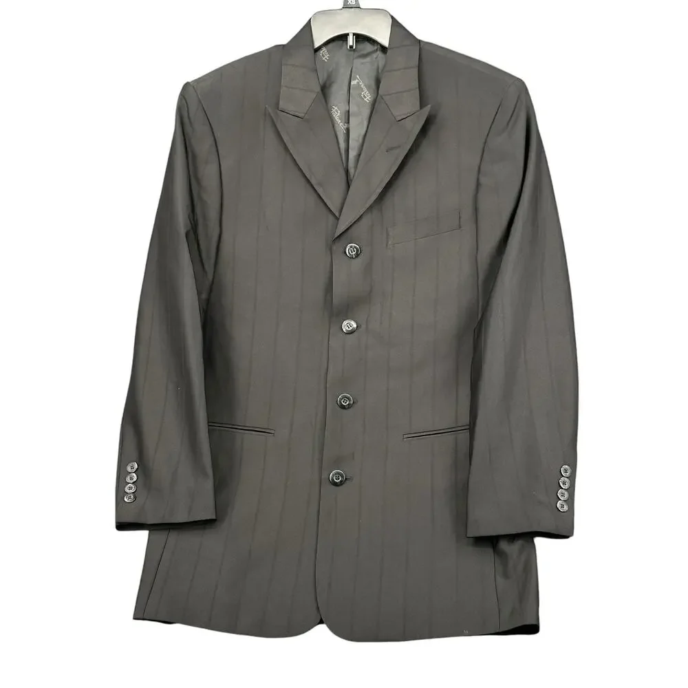 Falcone Suit Jacket Mens 36R Black Pinstripe Sport Coat Blazer‎ Business Church